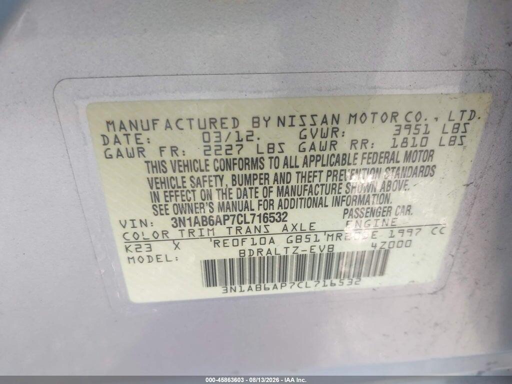 3N1AB6AP7CL716532 2012 NISSAN SENTRA photo no. 9