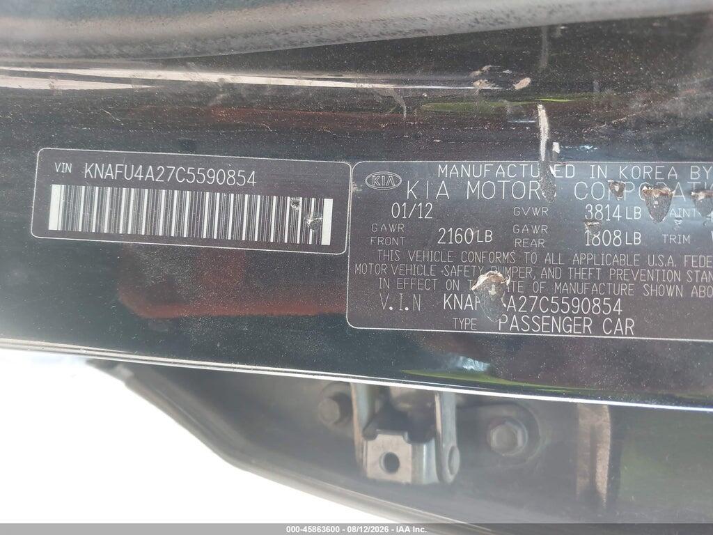 KNAFU4A27C5590854 2012 KIA FORTE photo no. 9