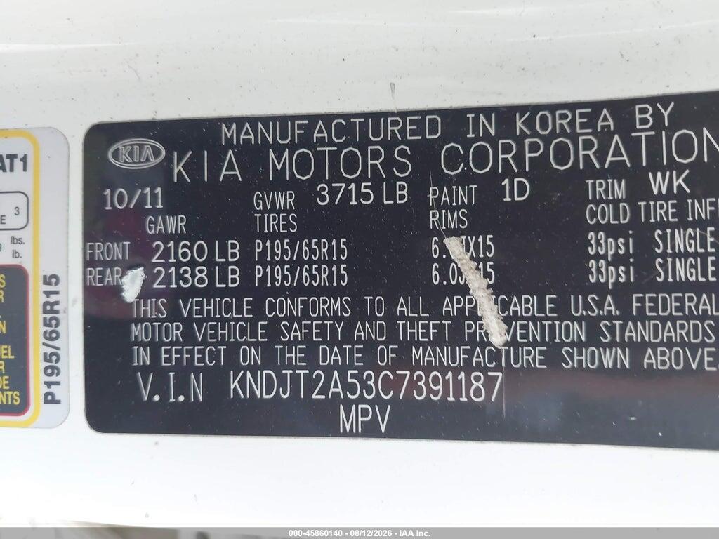 KNDJT2A53C7391187 2012 KIA SOUL photo no. 9