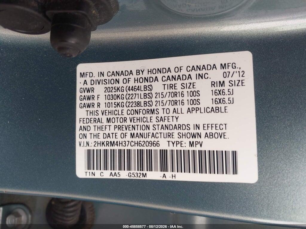 2HKRM4H37CH620966 2012 HONDA CR-V photo no. 9