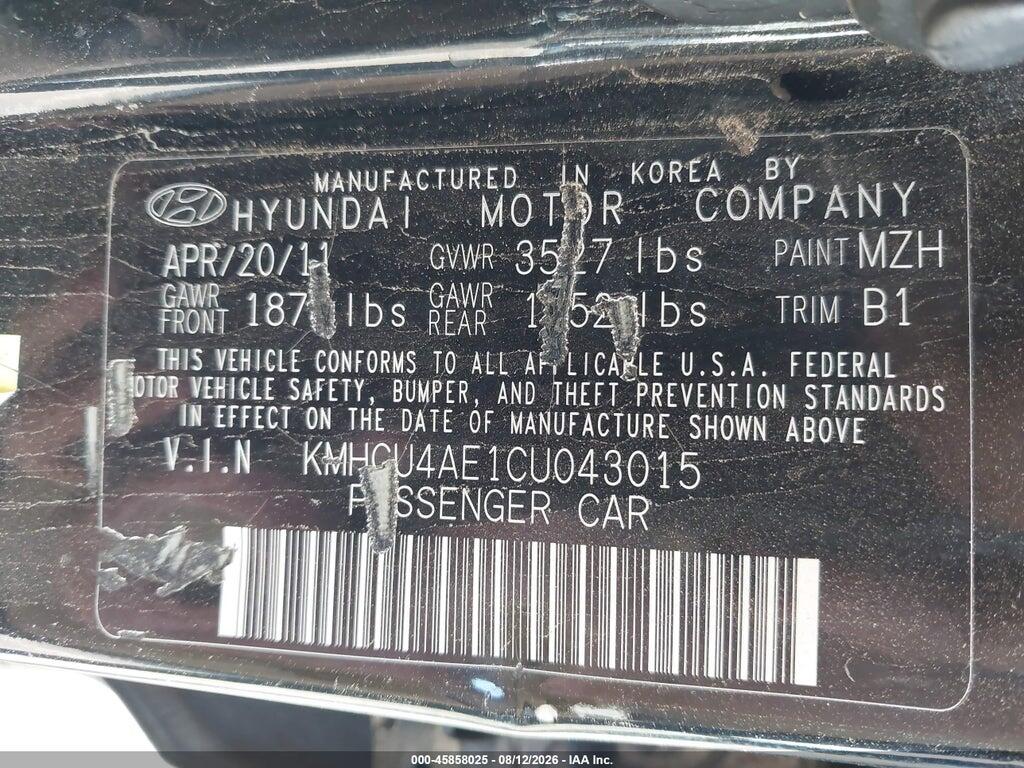 KMHCU4AE1CU043015 2012 HYUNDAI ACCENT photo no. 9