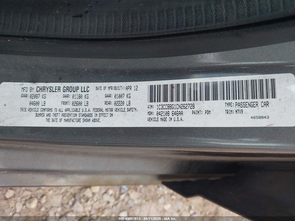 1C3CCBBG1CN262728 2012 CHRYSLER 200 photo no. 9
