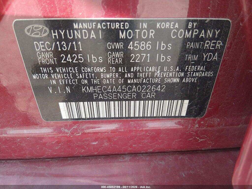 KMHEC4A45CA022642 2012 HYUNDAI SONATA HYBRID photo no. 9