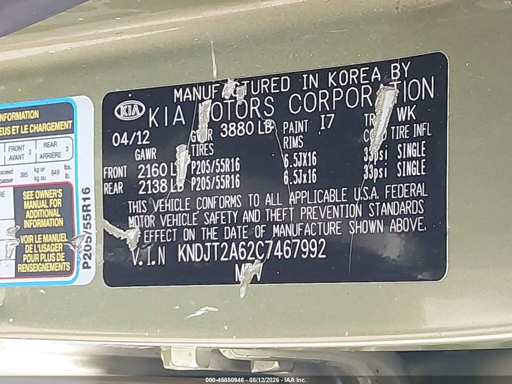 KNDJT2A62C7467992 2012 KIA SOUL photo no. 9