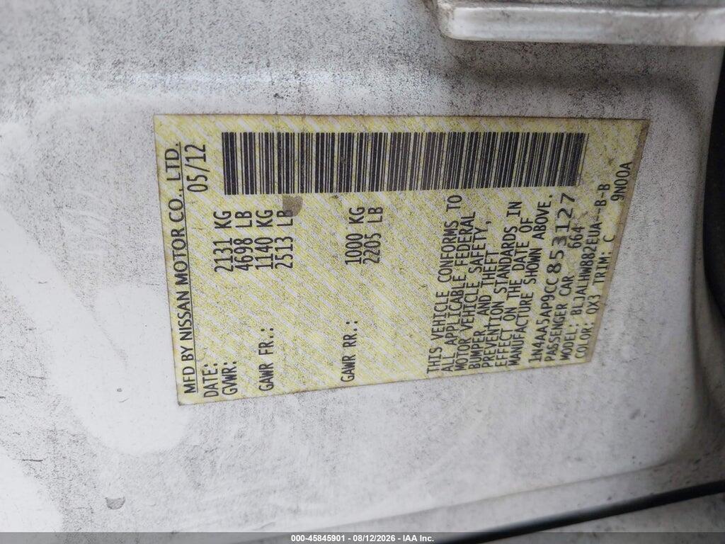 1N4AA5AP9CC853127 2012 NISSAN MAXIMA photo no. 9