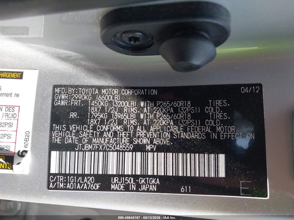 JTJBM7FX7C5048559 2012 LEXUS GX 460 photo no. 9