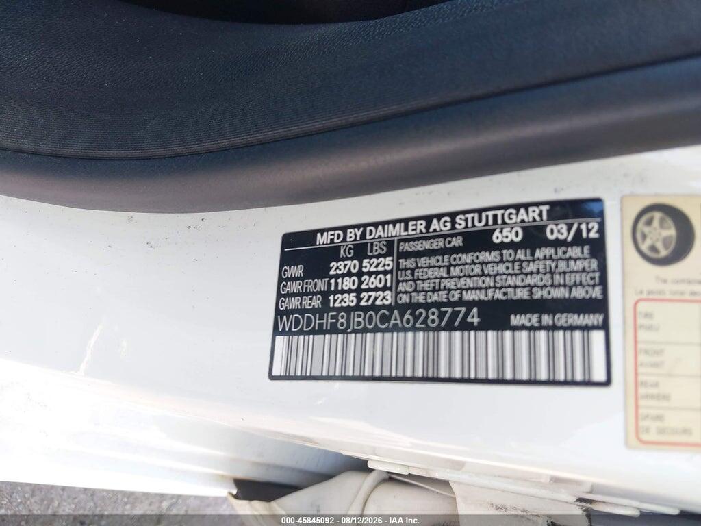 WDDHF8JB0CA628774 2012 MERCEDES-BENZ E 350 photo no. 9