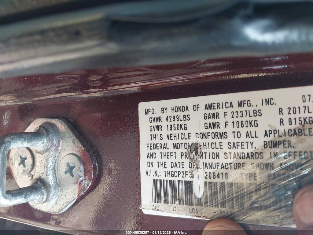1HGCP2F32CA208418 2012 HONDA ACCORD SDN photo no. 9