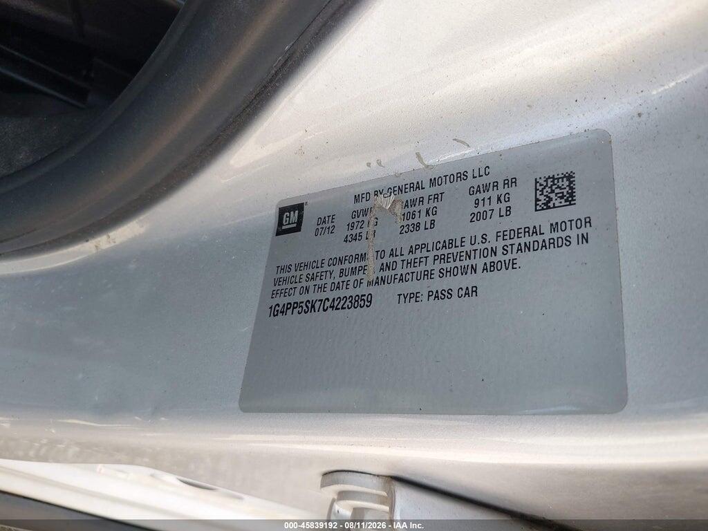 1G4PP5SK7C4223859 2012 BUICK VERANO photo no. 9