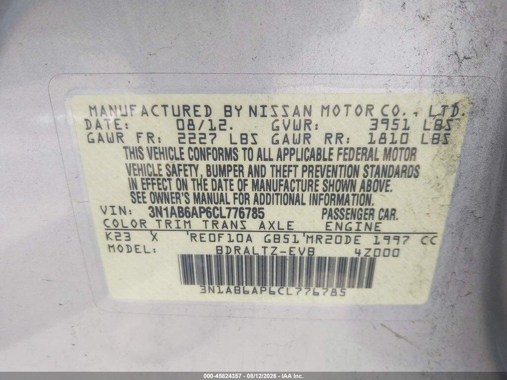 3N1AB6AP6CL776785 2012 NISSAN SENTRA photo no. 9