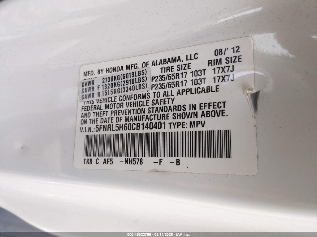 5FNRL5H60CB140401 2012 HONDA ODYSSEY photo no. 9