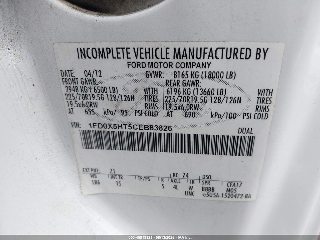 1FD0X5HT5CEB83826 2012 FORD F-550 CHASSIS photo no. 9