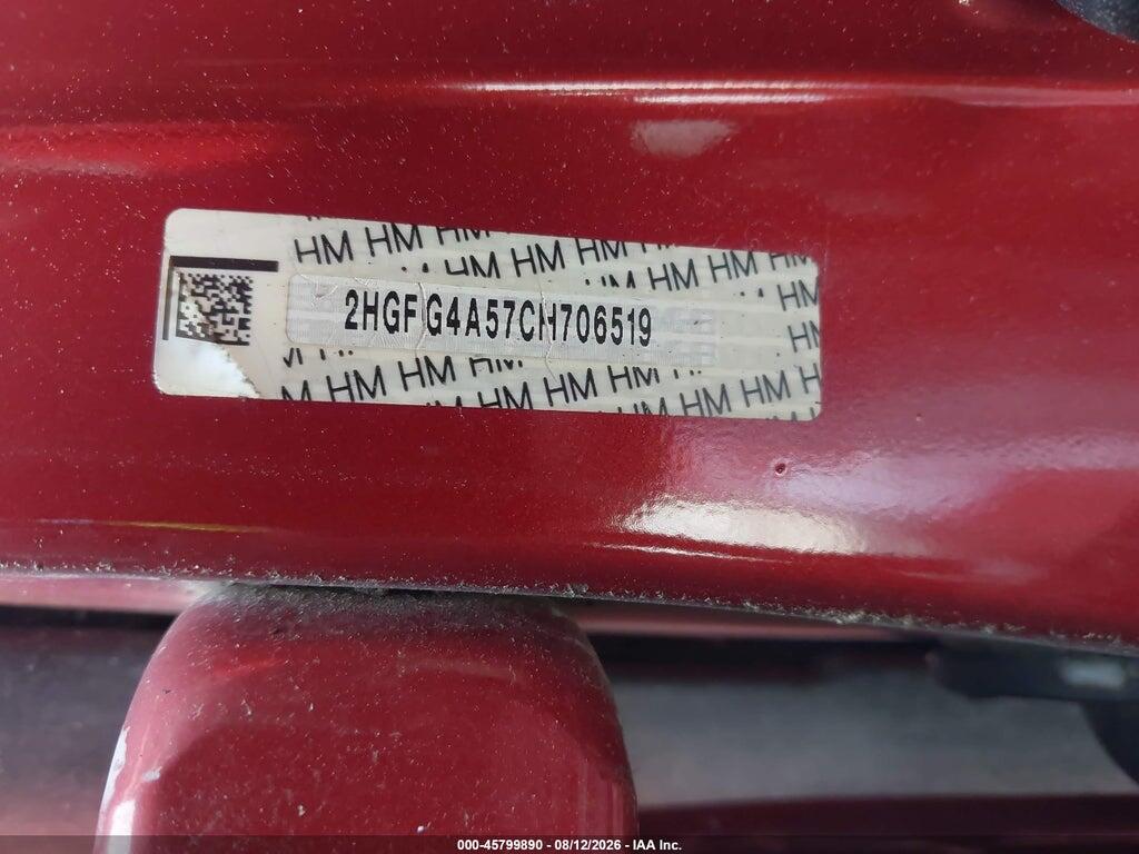 2HGFG4A57CH706519 2012 HONDA CIVIC photo no. 9