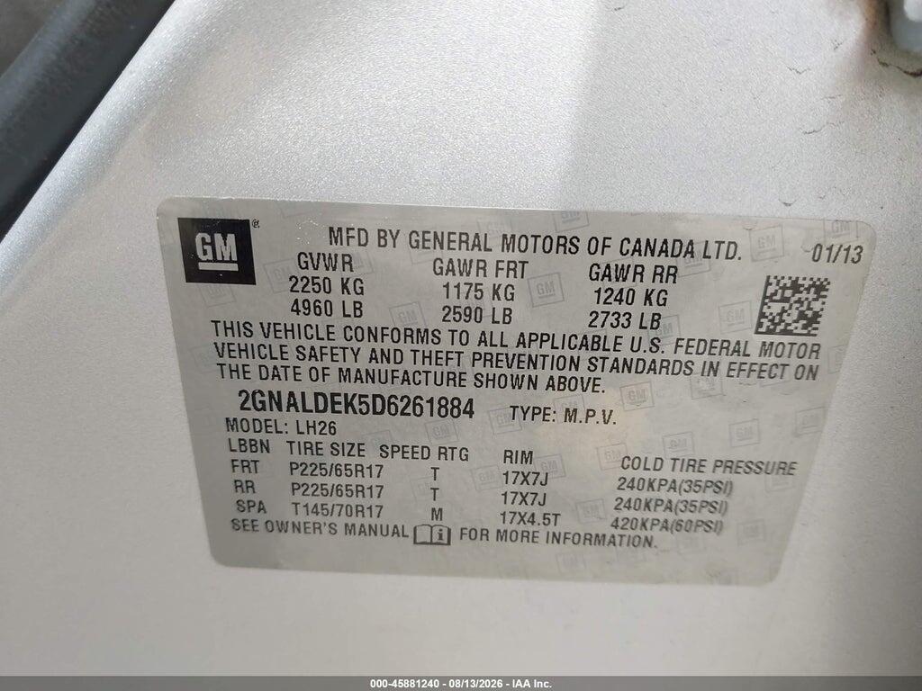 2GNALDEK5D6261884 2013 CHEVROLET EQUINOX photo no. 9