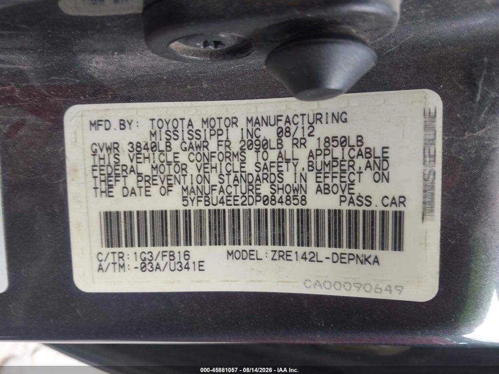 5YFBU4EE2DP084858 2013 TOYOTA COROLLA photo no. 9