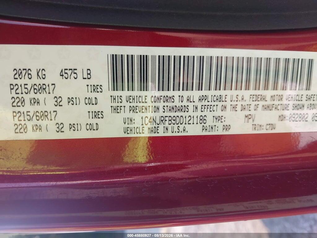 1C4NJRFB9DD121186 2013 JEEP PATRIOT photo no. 9