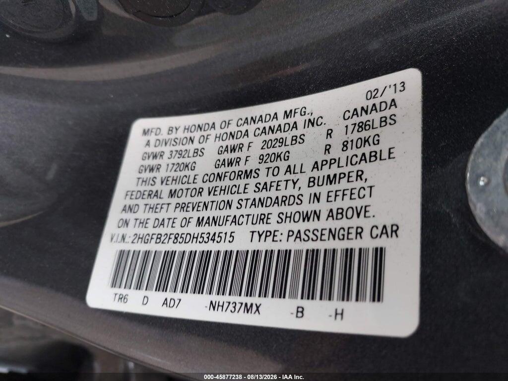 2HGFB2F85DH534515 2013 HONDA CIVIC photo no. 8