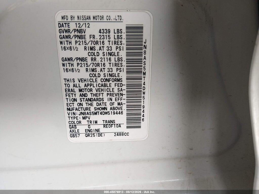 JN8AS5MT4DW519446 2013 NISSAN ROGUE photo no. 9