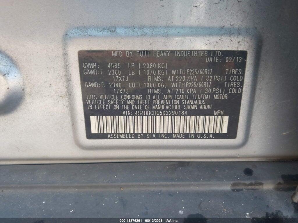 4S4BRCHC5D3290184 2013 SUBARU OUTBACK photo no. 9