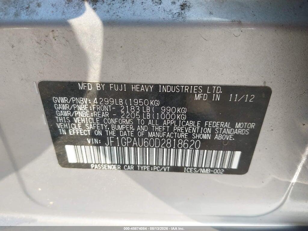 JF1GPAU60D2818620 2013 SUBARU IMPREZA photo no. 9