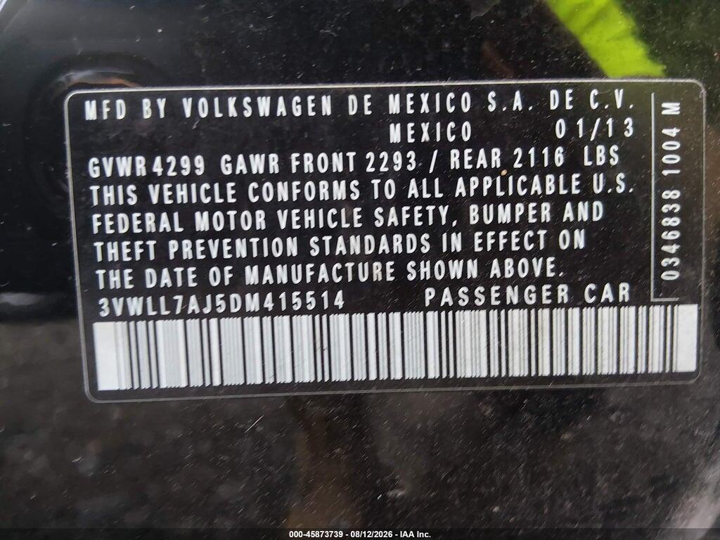 3VWLL7AJ5DM415514 2013 VOLKSWAGEN JETTA photo no. 9