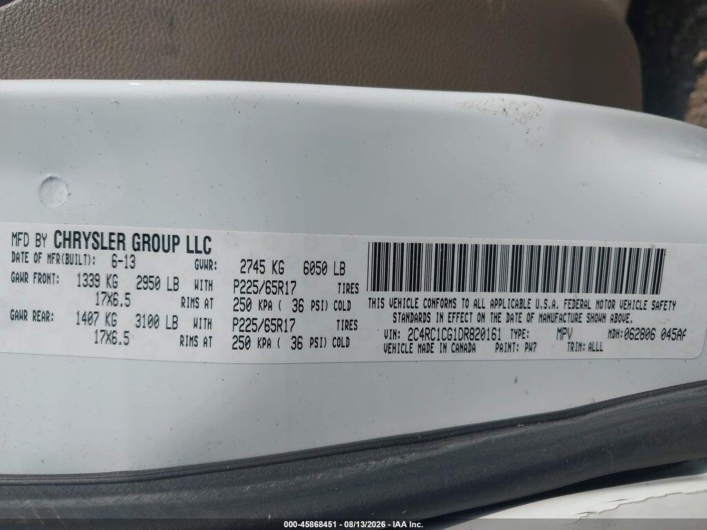 2C4RC1CG1DR820161 2013 CHRYSLER TOWN & COUNTRY photo no. 9