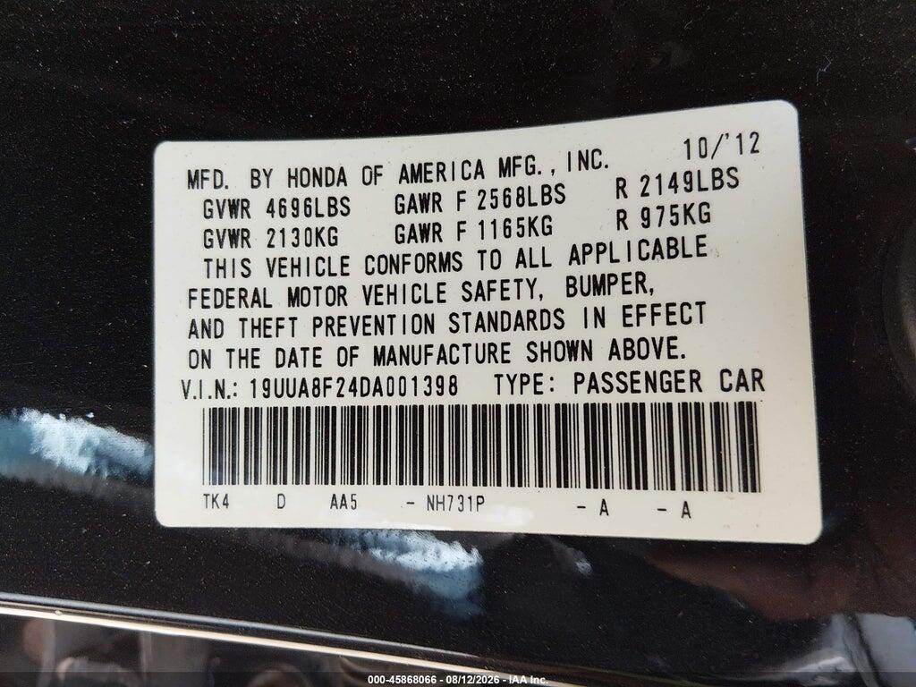 19UUA8F24DA001398 2013 ACURA TL photo no. 9