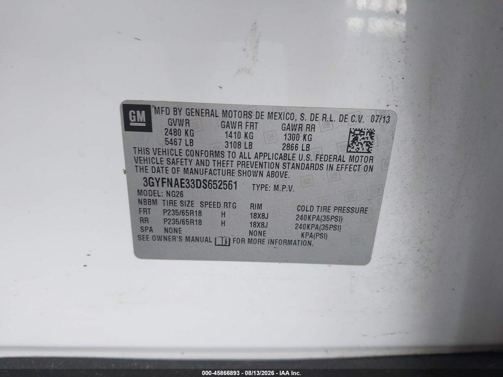 3GYFNAE33DS652561 2013 CADILLAC SRX photo no. 9