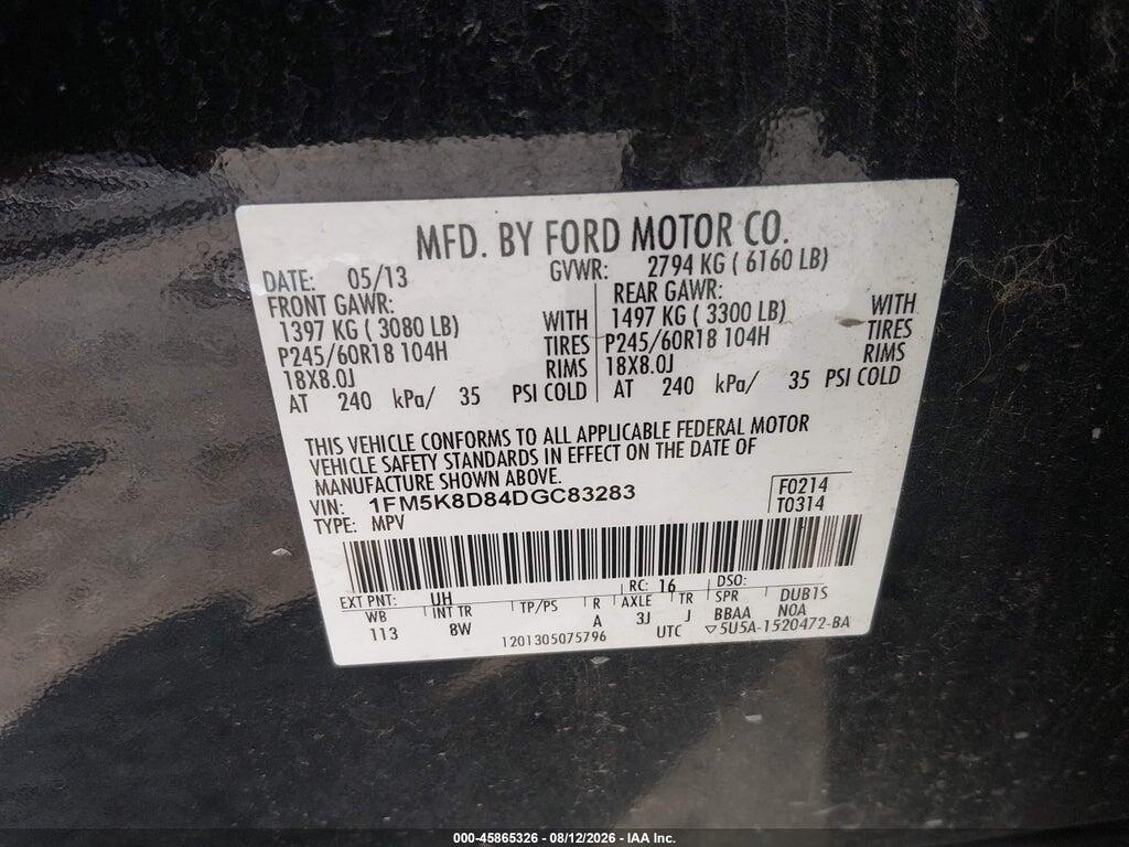 1FM5K8D84DGC83283 2013 FORD EXPLORER photo no. 9
