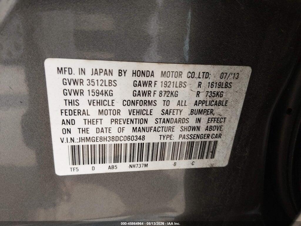 JHMGE8H38DC060348 2013 HONDA FIT photo no. 9
