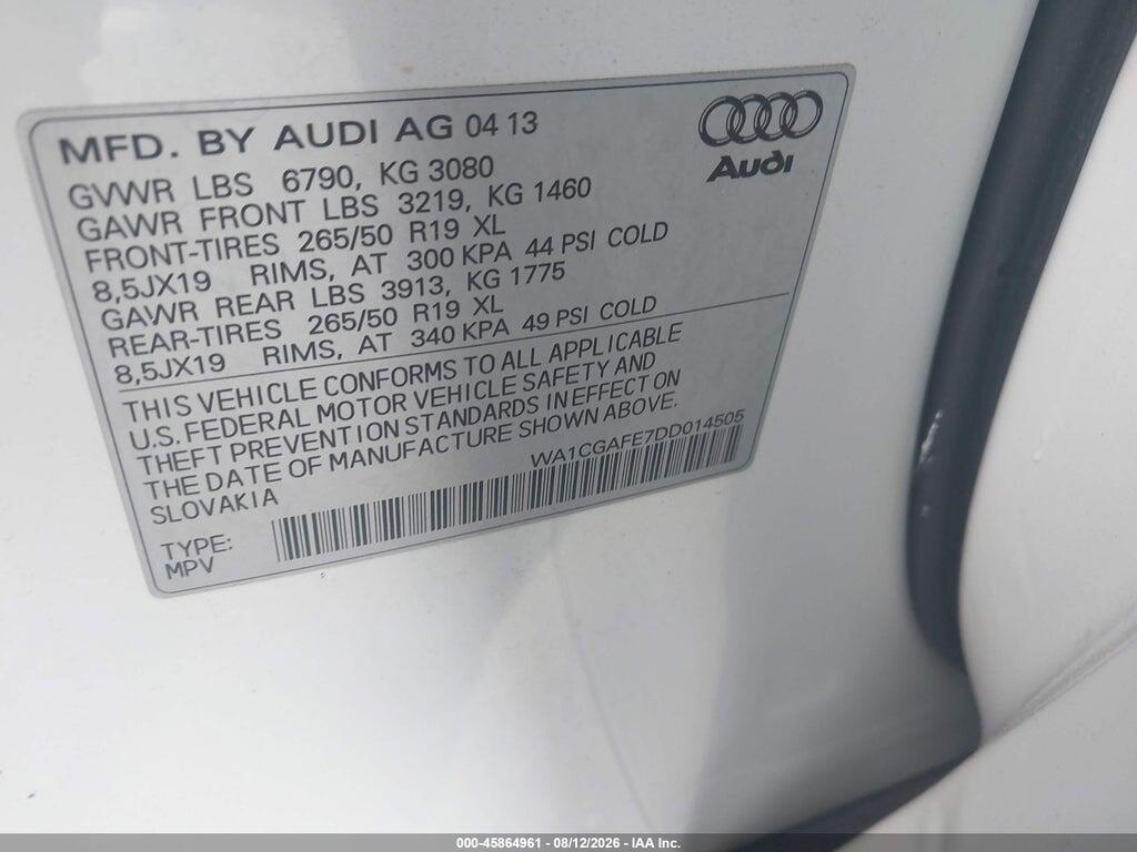 WA1CGAFE7DD014505 2013 AUDI Q7 photo no. 9