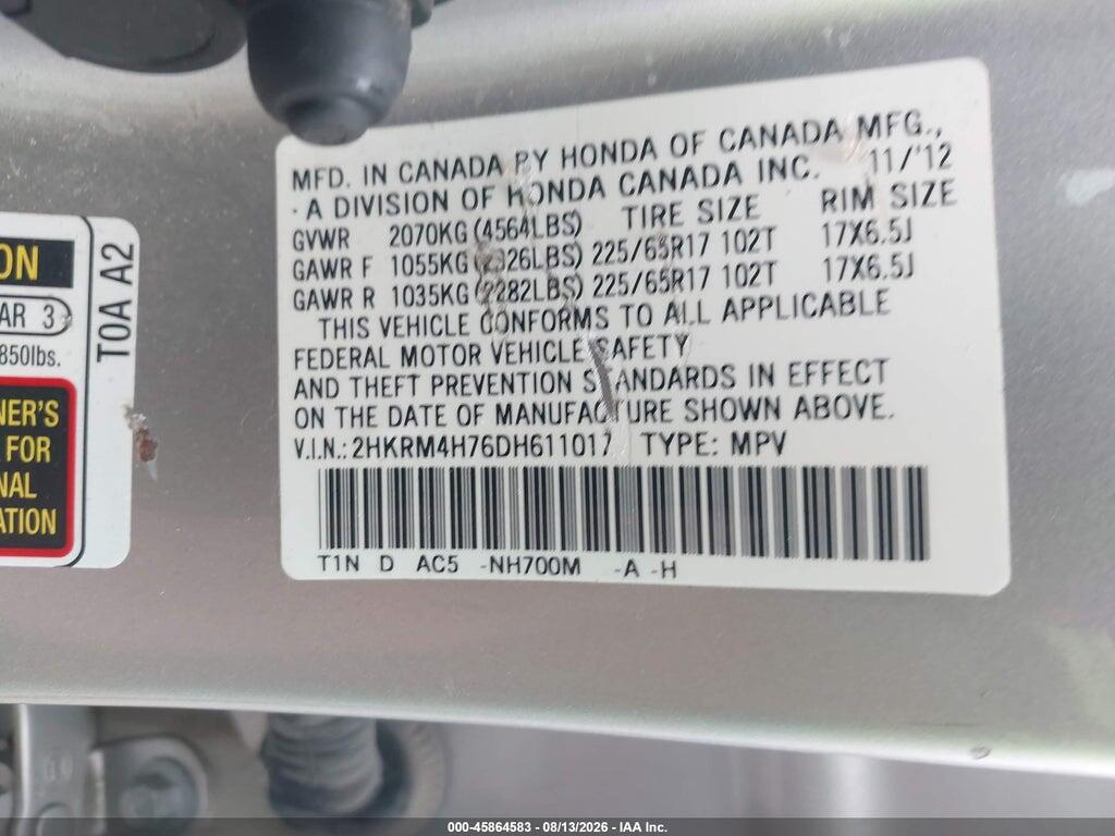 2HKRM4H76DH611017 2013 HONDA CR-V photo no. 9
