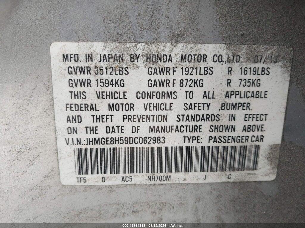 JHMGE8H59DC062983 2013 HONDA FIT photo no. 9