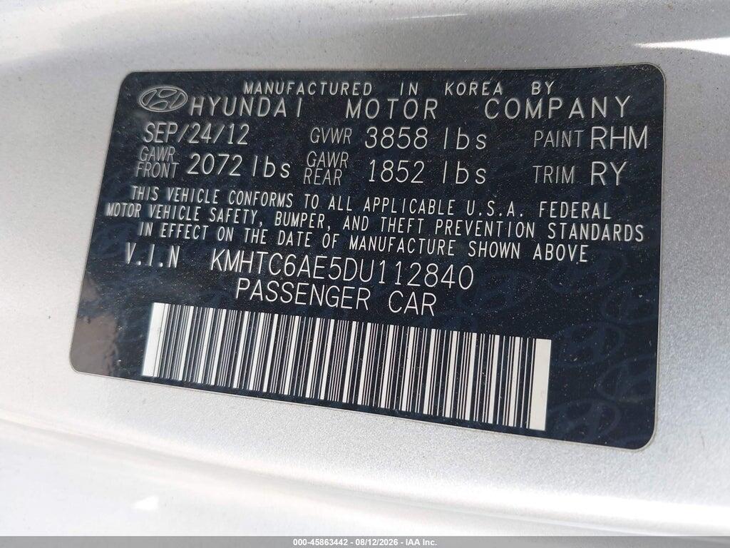 KMHTC6AE5DU112840 2013 HYUNDAI VELOSTER photo no. 9
