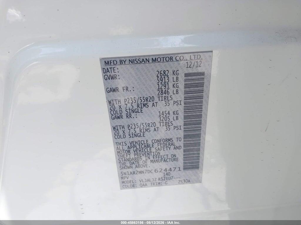 5N1AR2MN7DC624471 2013 NISSAN PATHFINDER photo no. 9
