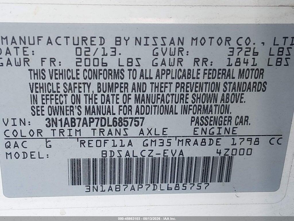 3N1AB7AP7DL685757 2013 NISSAN SENTRA photo no. 9