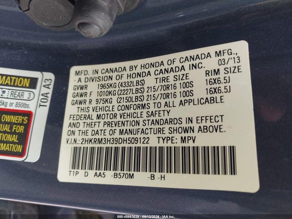 2HKRM3H39DH509122 2013 HONDA CR-V photo no. 9
