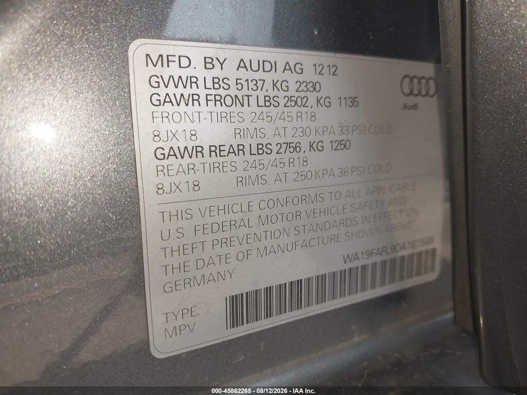 WA19FAFL9DA181588 2013 AUDI ALLROAD photo no. 9
