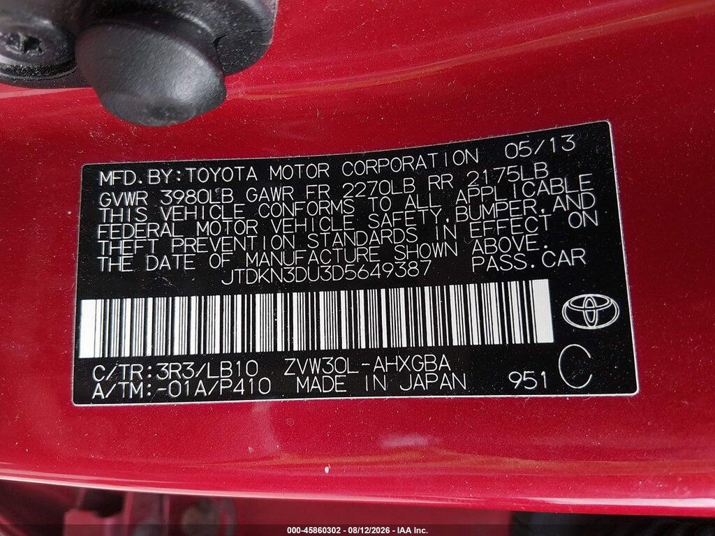 JTDKN3DU3D5649387 2013 TOYOTA PRIUS photo no. 9