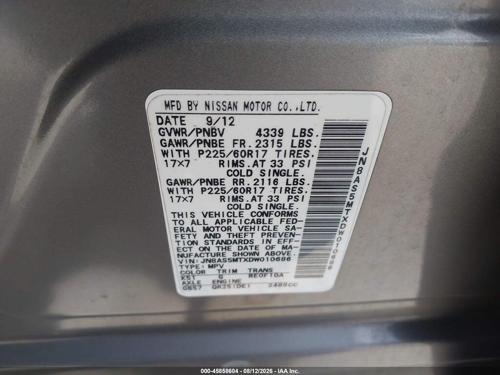 JN8AS5MTXDW010686 2013 NISSAN ROGUE photo no. 9