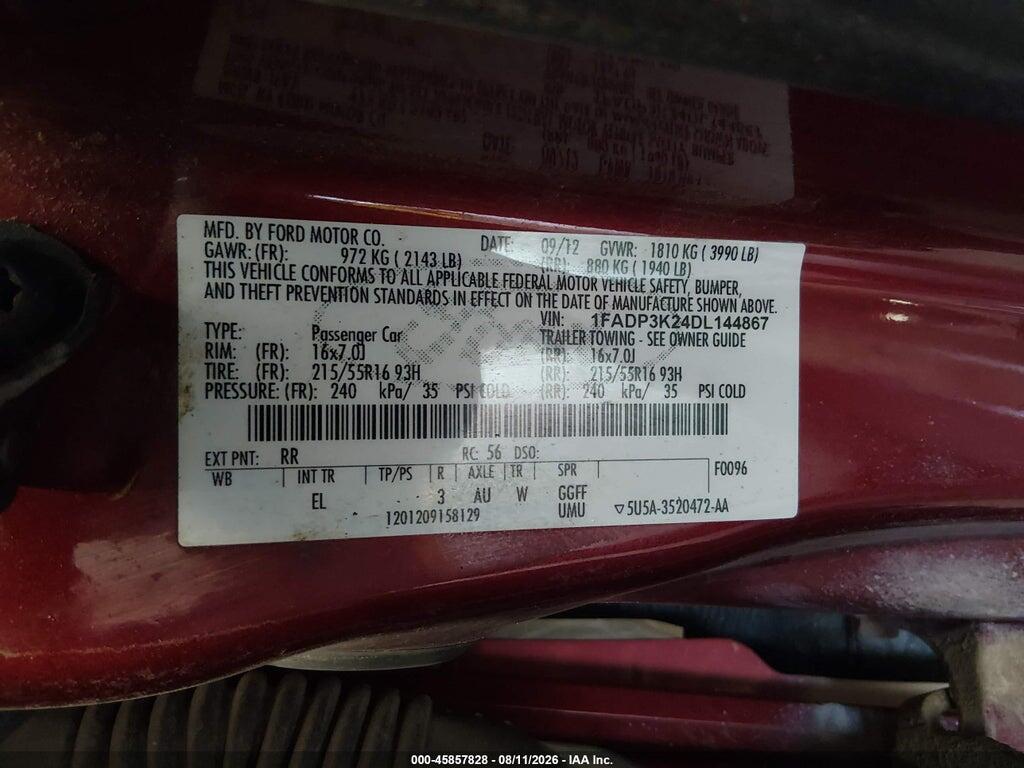 1FADP3K24DL144867 2013 FORD FOCUS photo no. 9