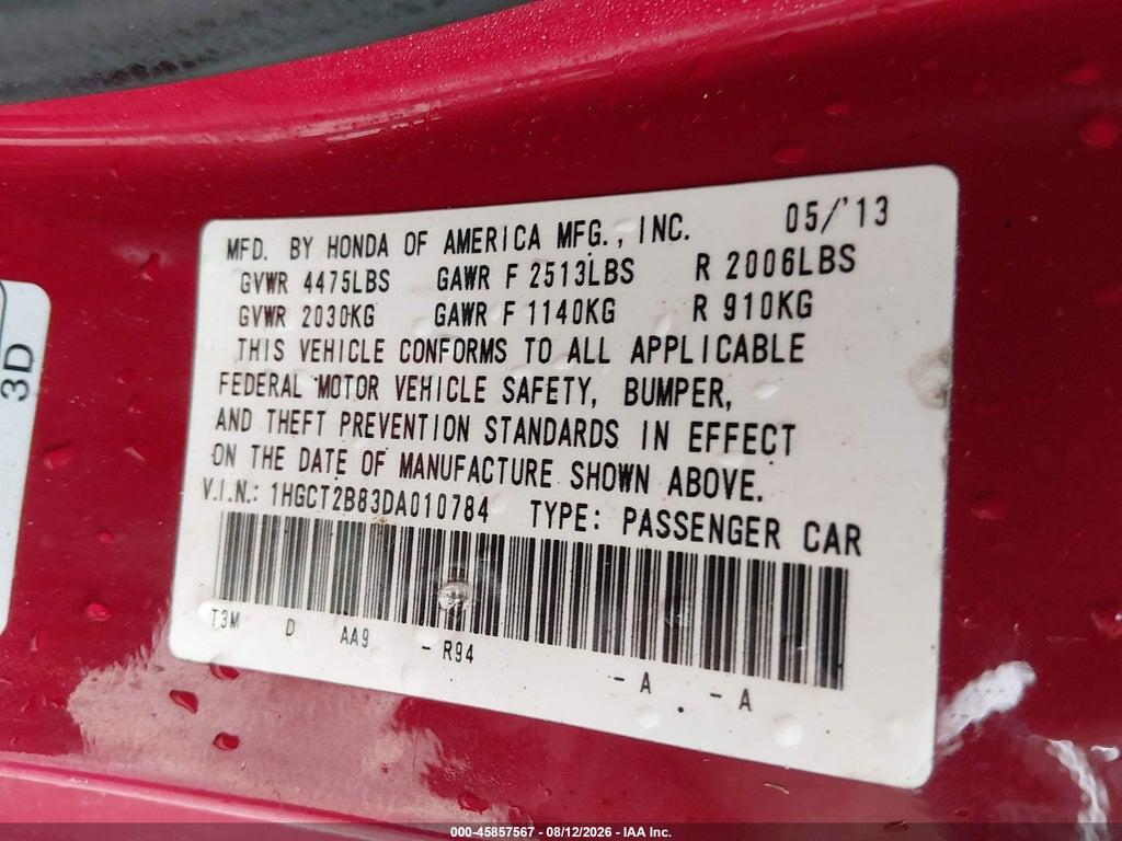 1HGCT2B83DA010784 2013 HONDA ACCORD photo no. 8