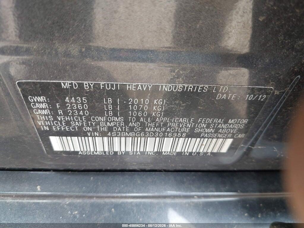 4S3BMBG63D3016958 2013 SUBARU LEGACY photo no. 9