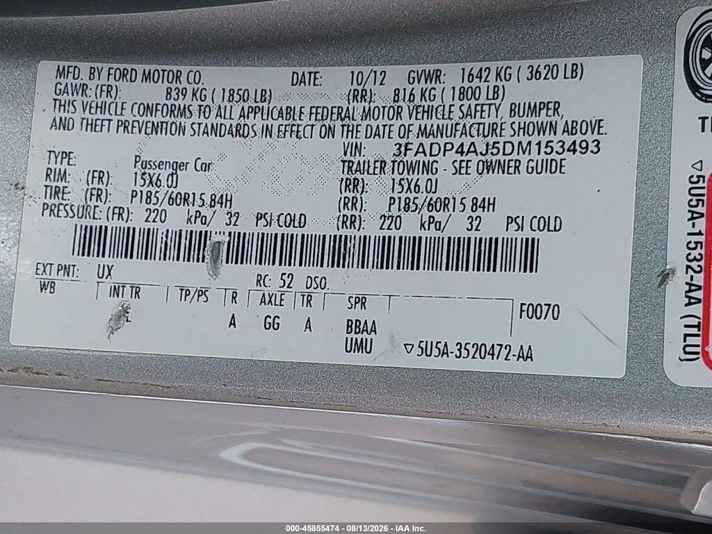 3FADP4AJ5DM153493 2013 FORD FIESTA photo no. 9