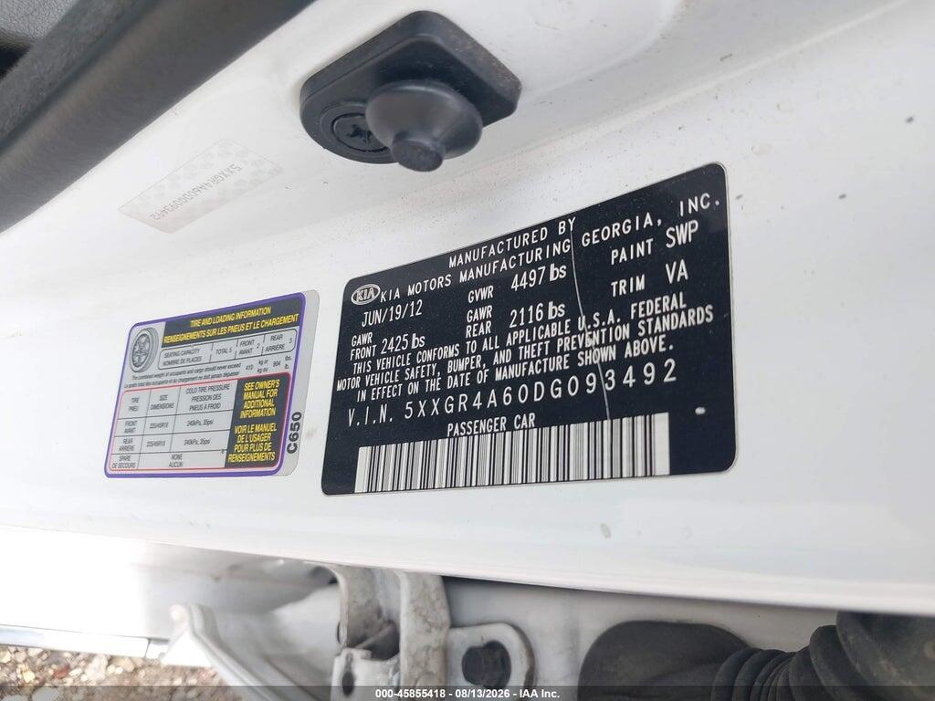 5XXGR4A60DG093492 2013 KIA OPTIMA photo no. 9