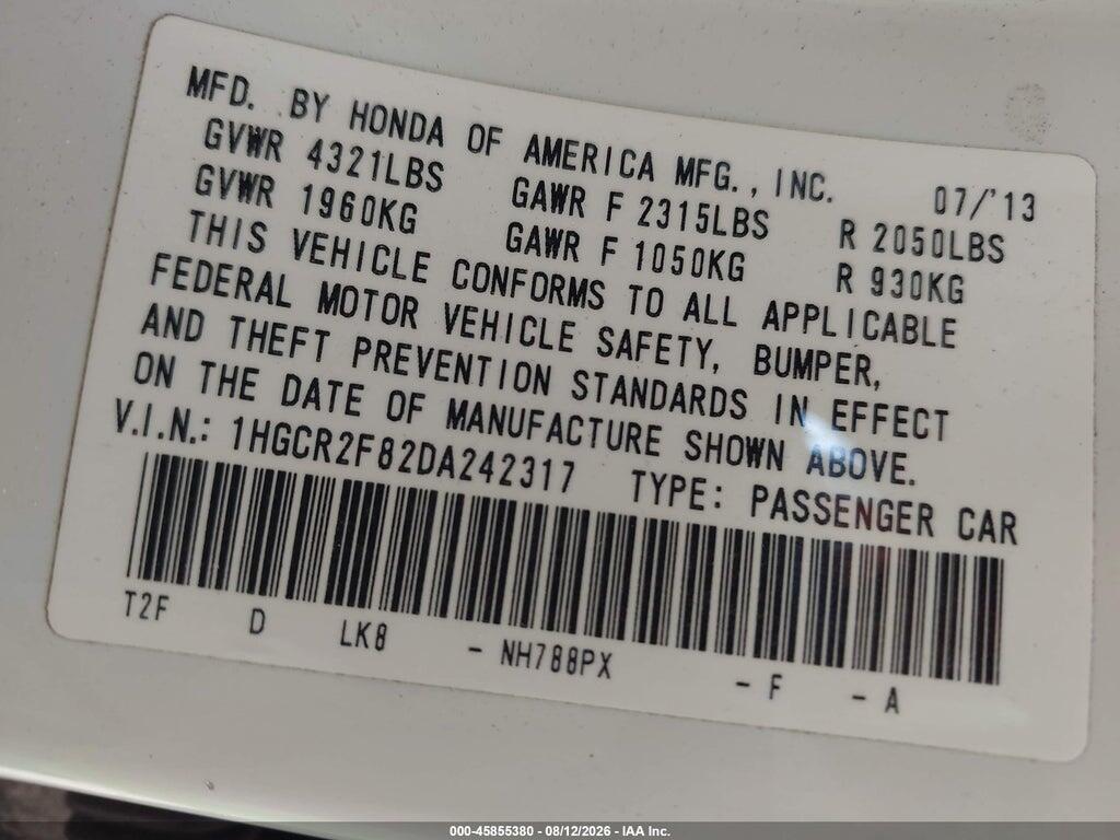 1HGCR2F82DA242317 2013 HONDA ACCORD photo no. 9