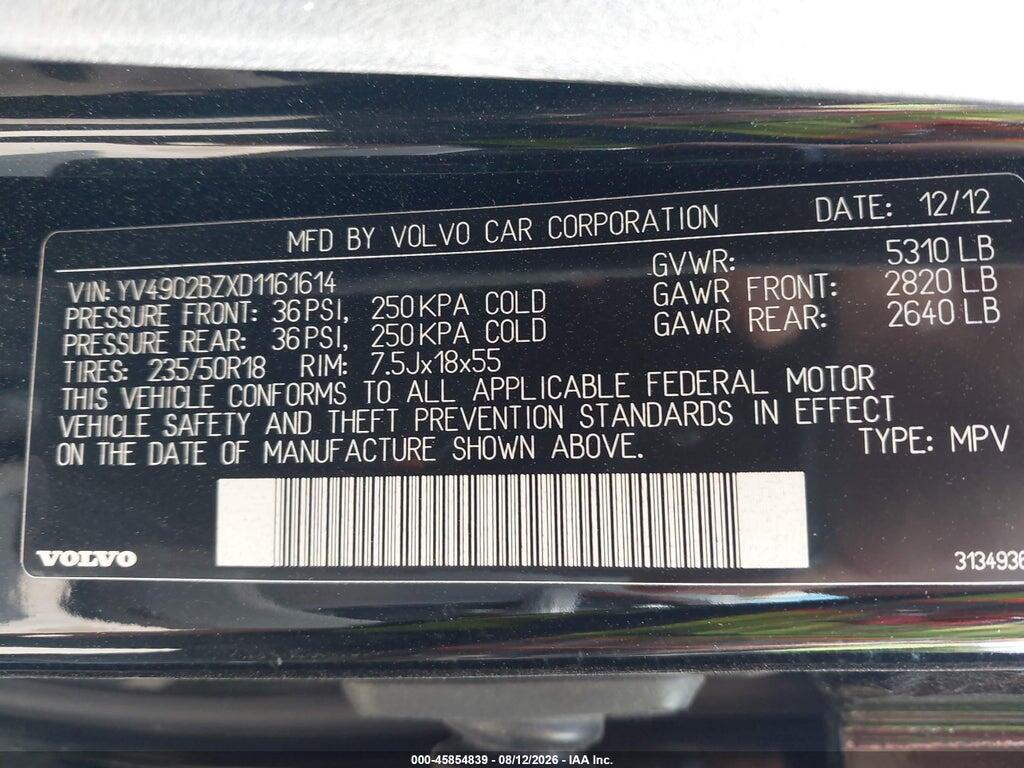 YV4902BZXD1161614 2013 VOLVO XC70 photo no. 9