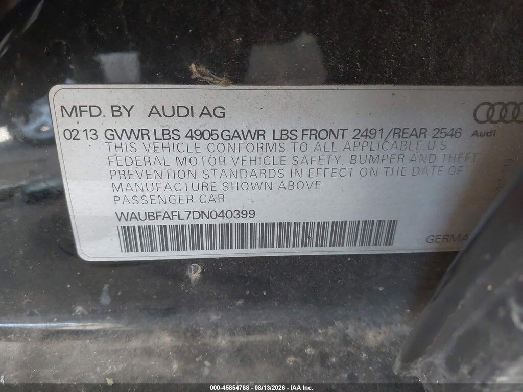 WAUBFAFL7DN040399 2013 AUDI A4 photo no. 9