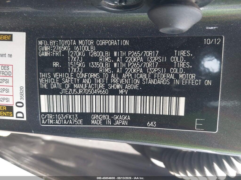 JTEZU5JR7D5049660 2013 TOYOTA 4RUNNER photo no. 9