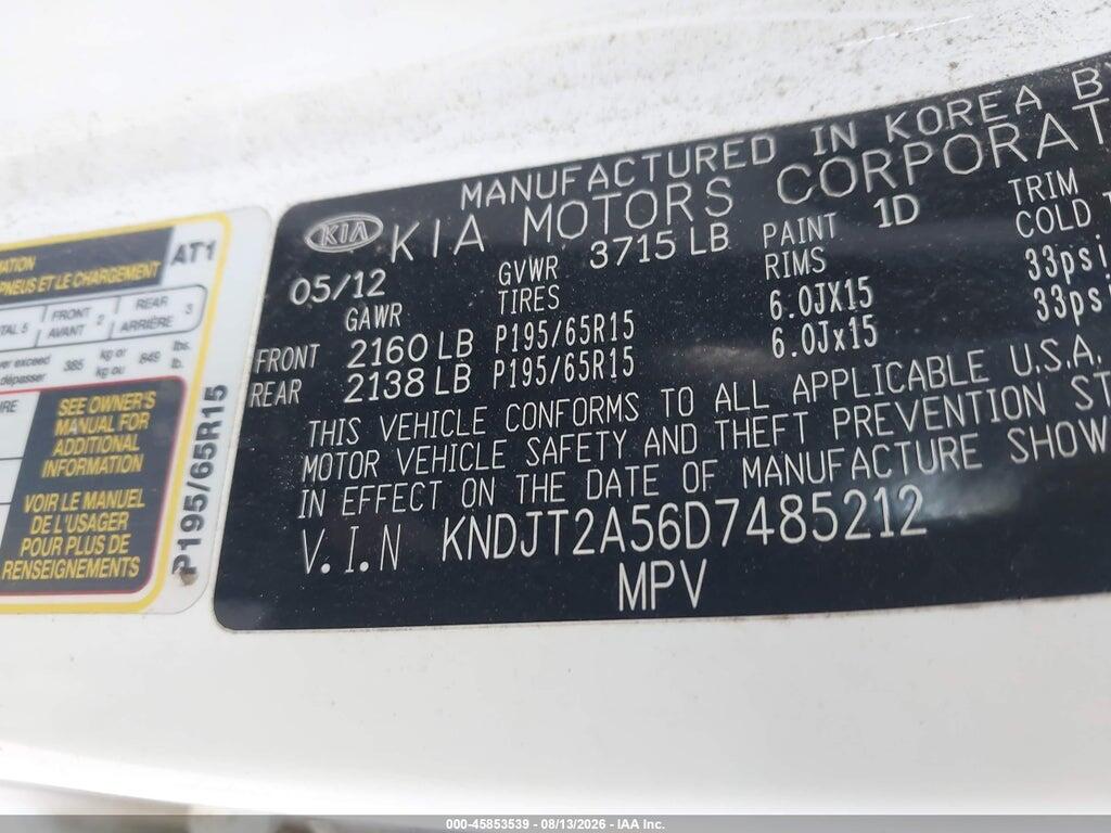 KNDJT2A56D7485212 2013 KIA SOUL photo no. 9